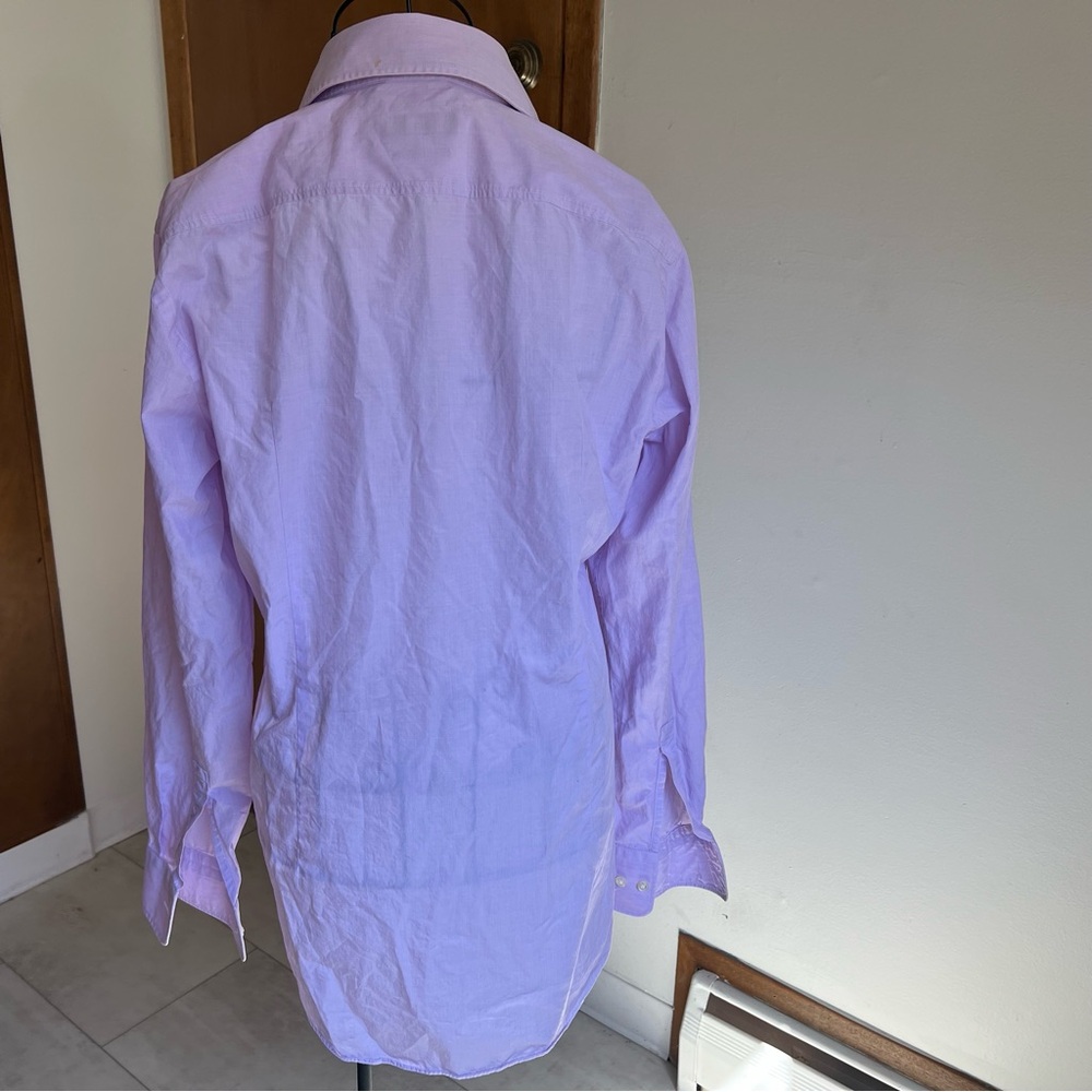 Boss Hugo boss sharp fit lavender long sleeves button down dress shirt size 15 - Picture 2 of 10